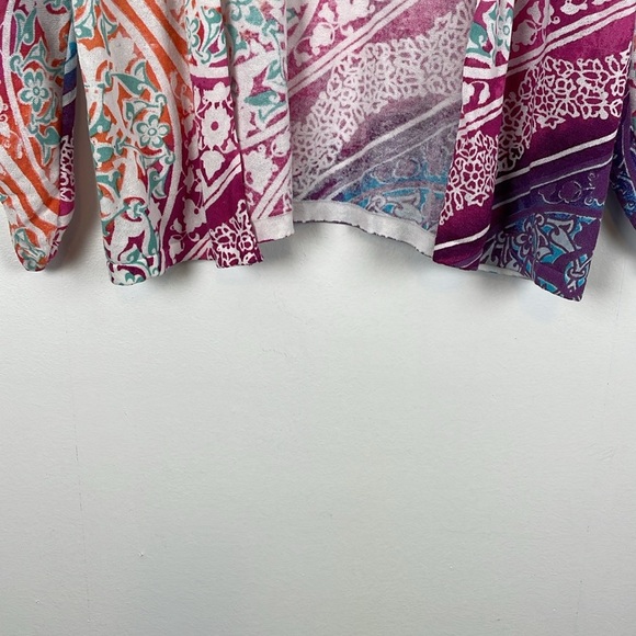 Chico's Women 1 Medium Multicolor Open Cardigan Sweater Ruched Sleeves Causal - Picture 2 of 8